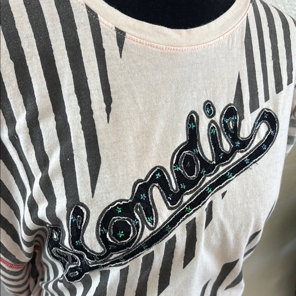 Vintage Custom One of A Kind Blondie Striped T Shirt Lightining 0116 - Picture 2 of 9